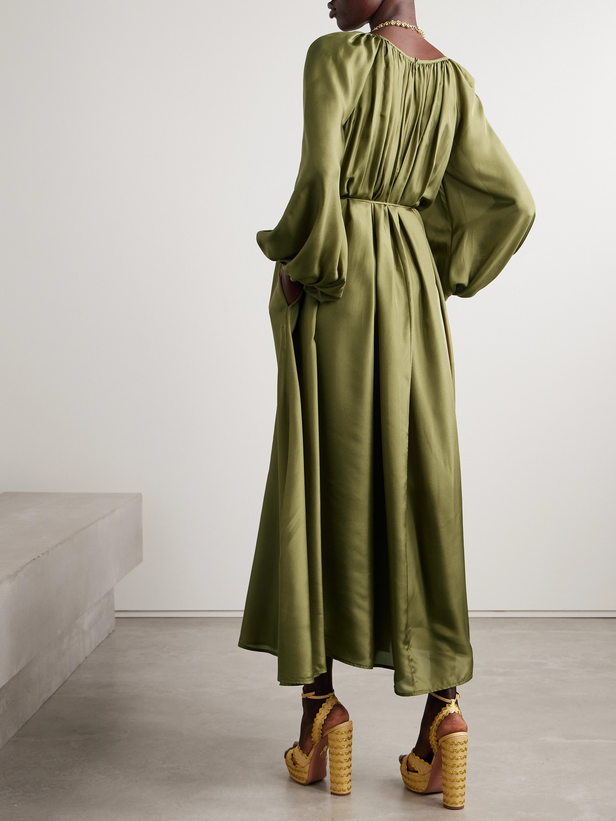 ZIMMERMANN ACACIA BELTED SILK MIDI DRESS