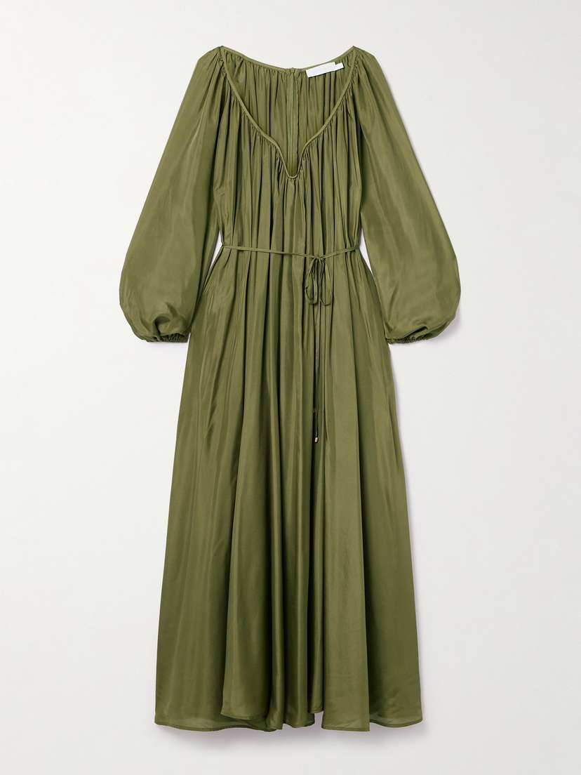 Zimmermann Acacia Belted Silk Midi Dress