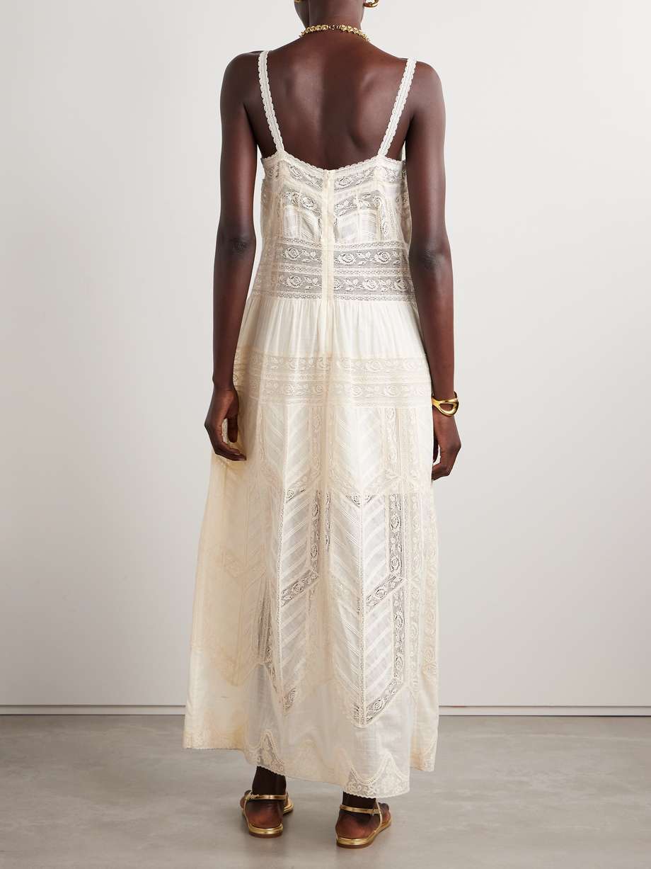 acacia lace-trimmed cotton-voile maxi dress