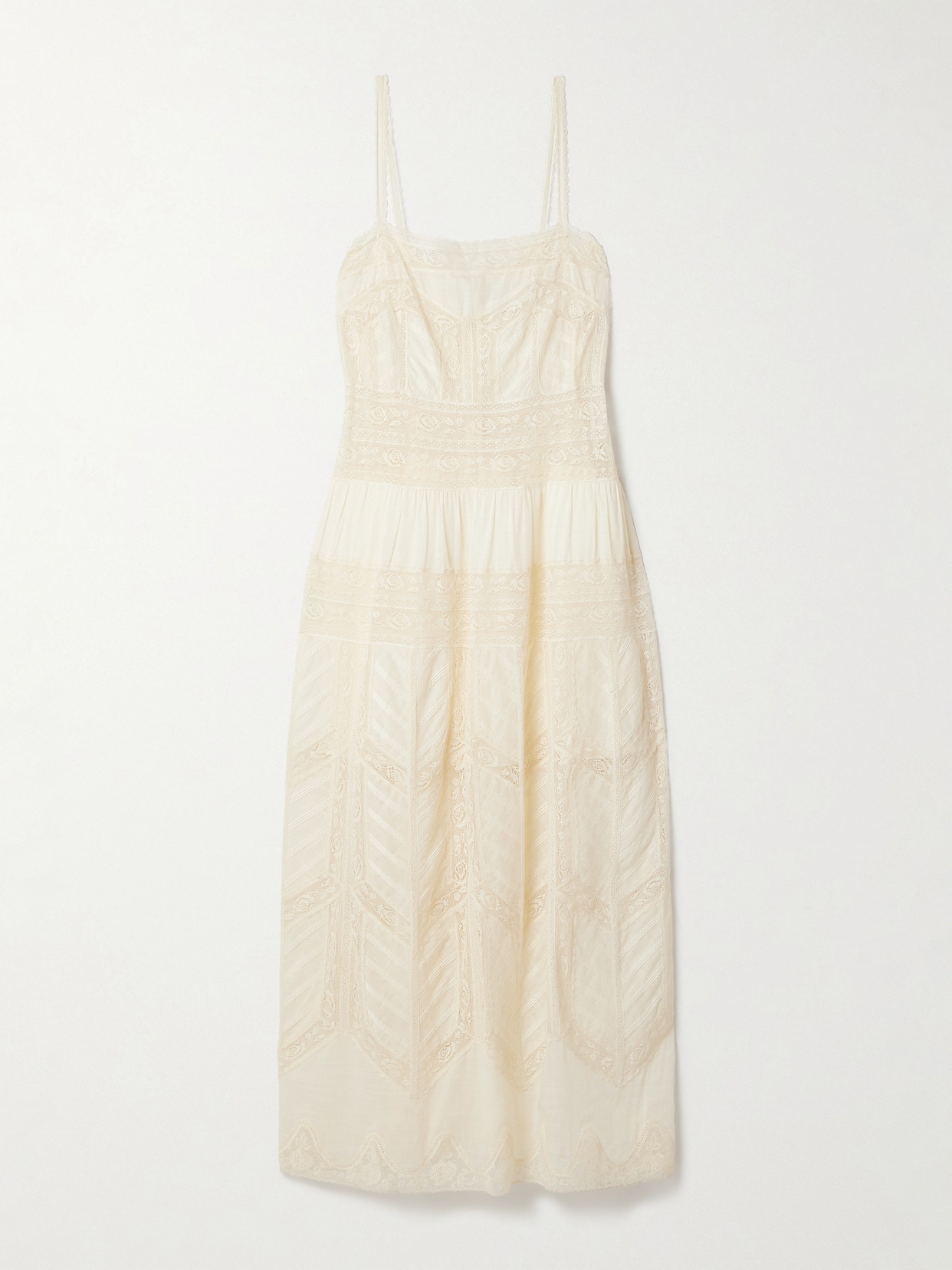 Zimmermann - Acacia Lace-trimmed Cotton-voile Maxi Dress - Cream