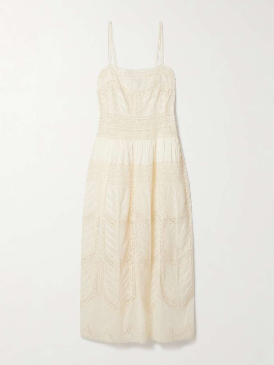 acacia lace-trimmed cotton-voile maxi dress