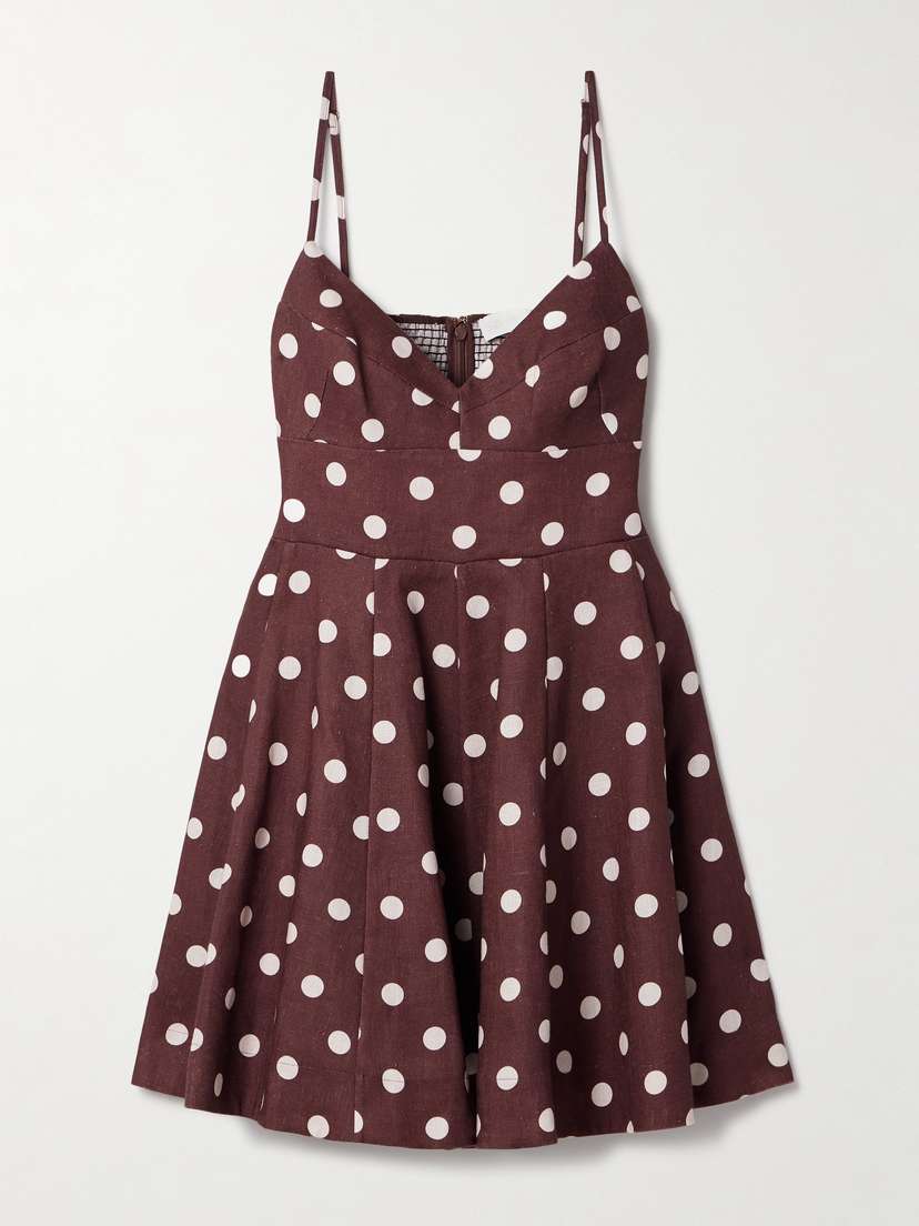 Zimmermann Acacia Polka-dot Linen Mini Dress