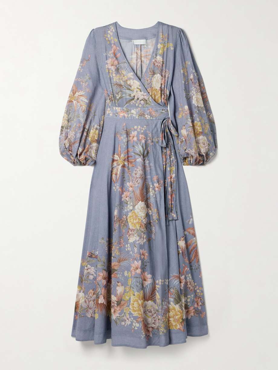 tallow floral-print cotton-voile midi wrap dress