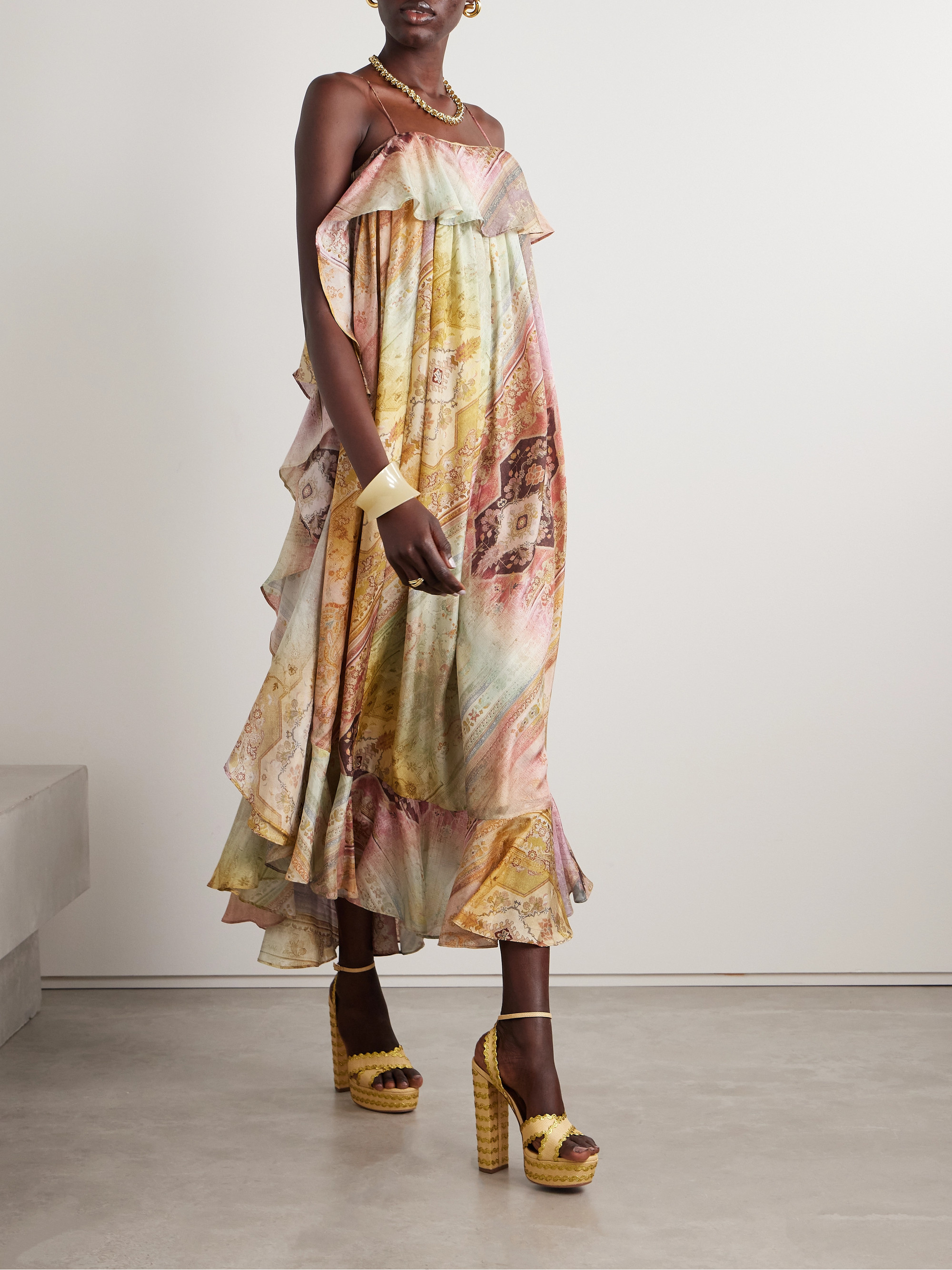 Zimmermann - Tallow ruffled printed silk maxi dress | Plush
