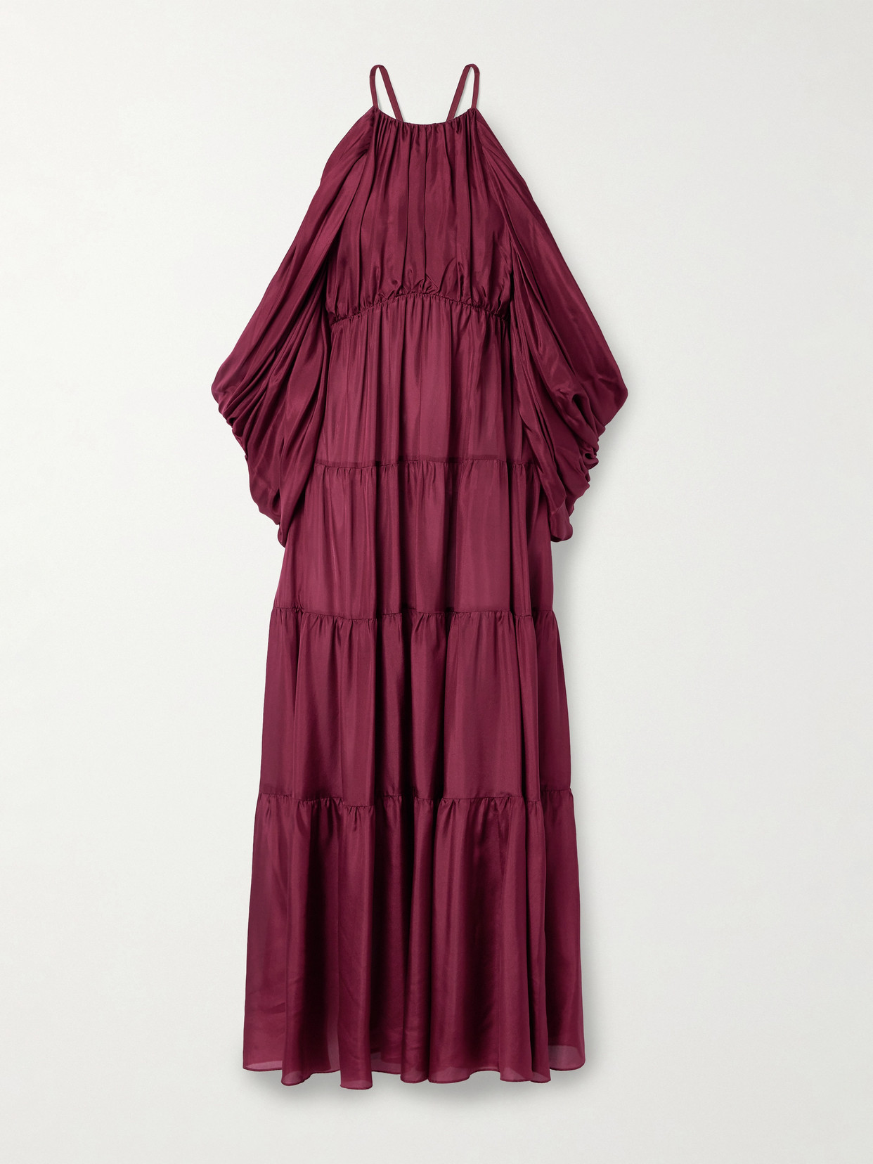 Zimmermann Womens Burgundy Tallow Gathered Silk Maxi Dress