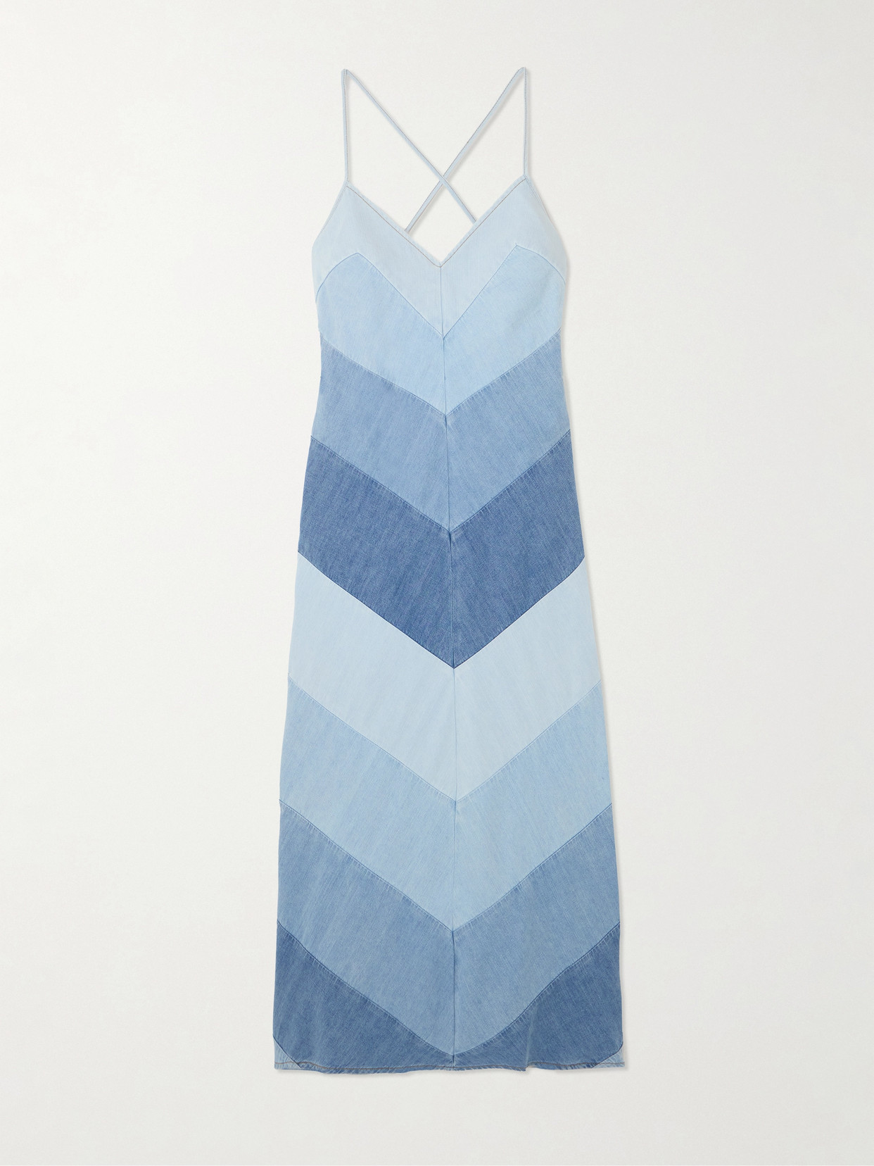 Zimmermann Tallow Paneled Denim Maxi Dress In Blue