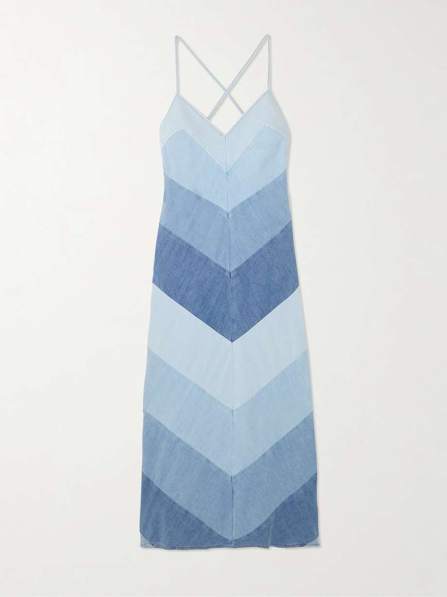 tallow paneled denim maxi dress