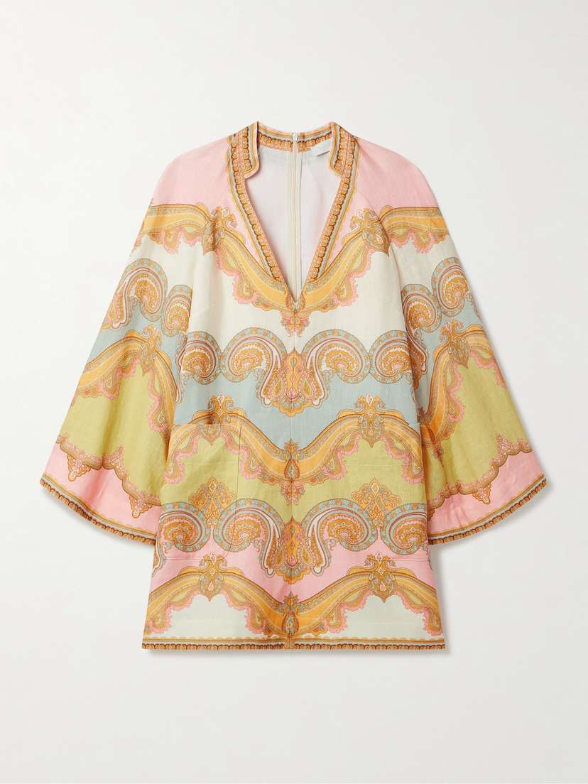Zimmermann Maxine Printed Linen Mini Dress