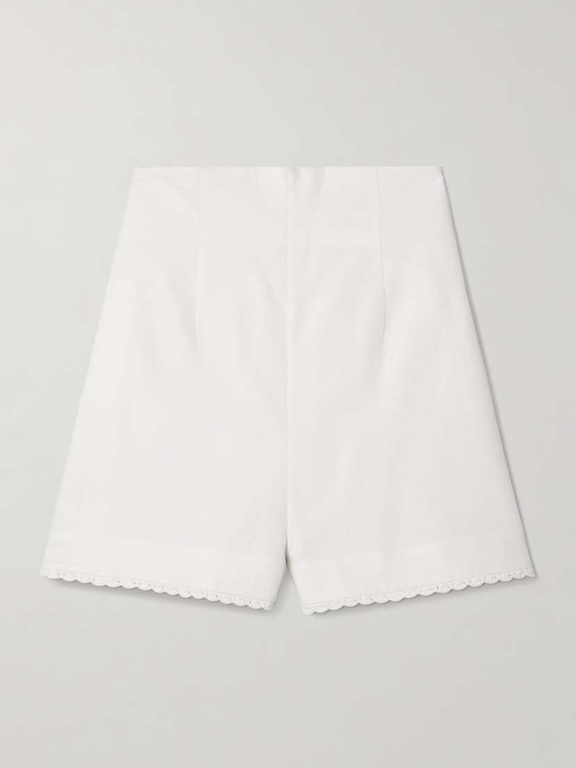 Zimmermann Maxine Crochet-trimmed Textured-cotton Shorts