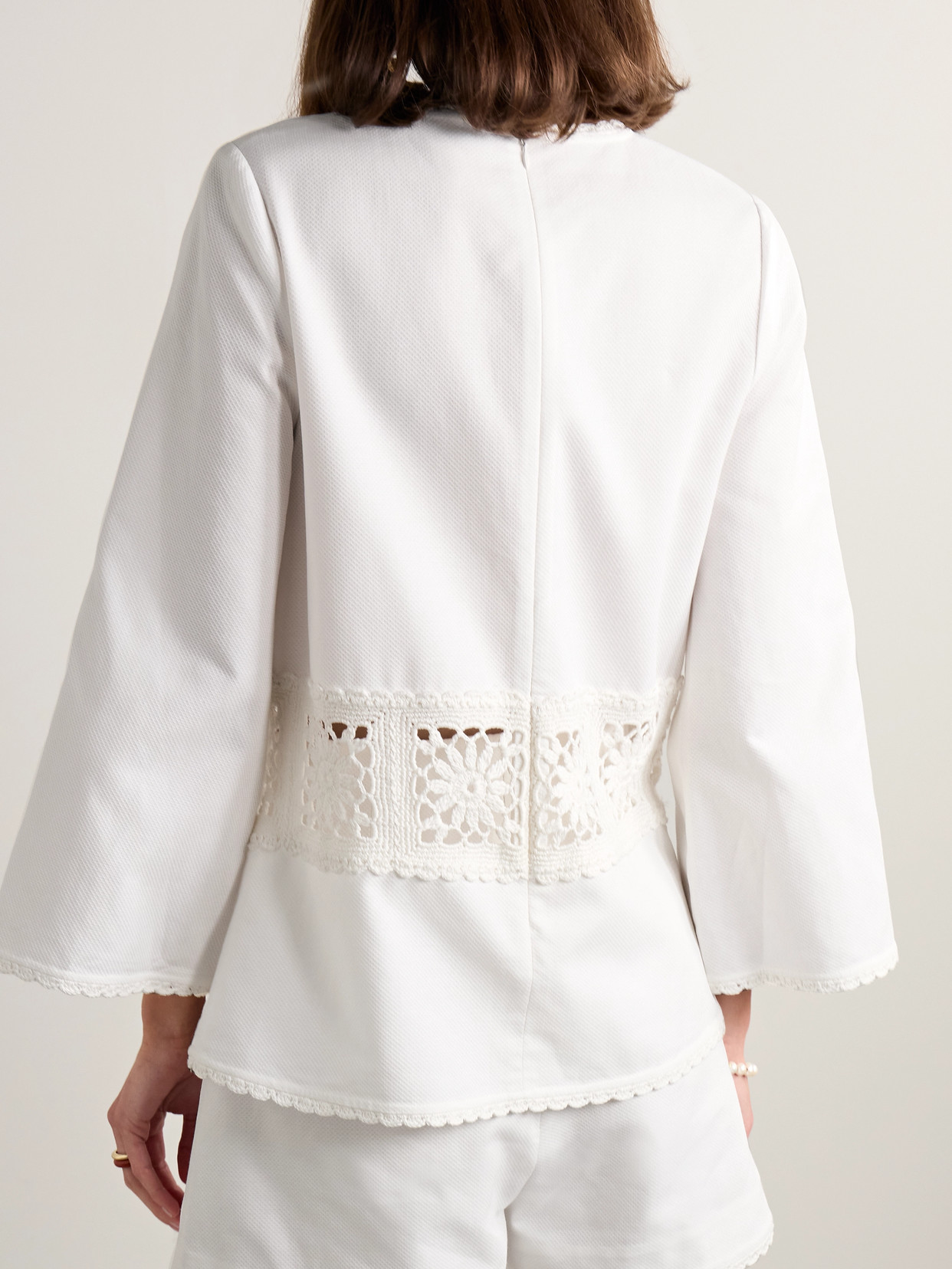 Maxine Crochet-Trimmed Cotton-Piqué Top