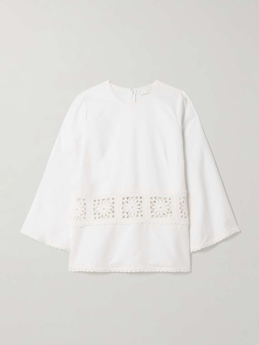 Zimmermann Maxine Crochet-trimmed Cotton-piqué Top