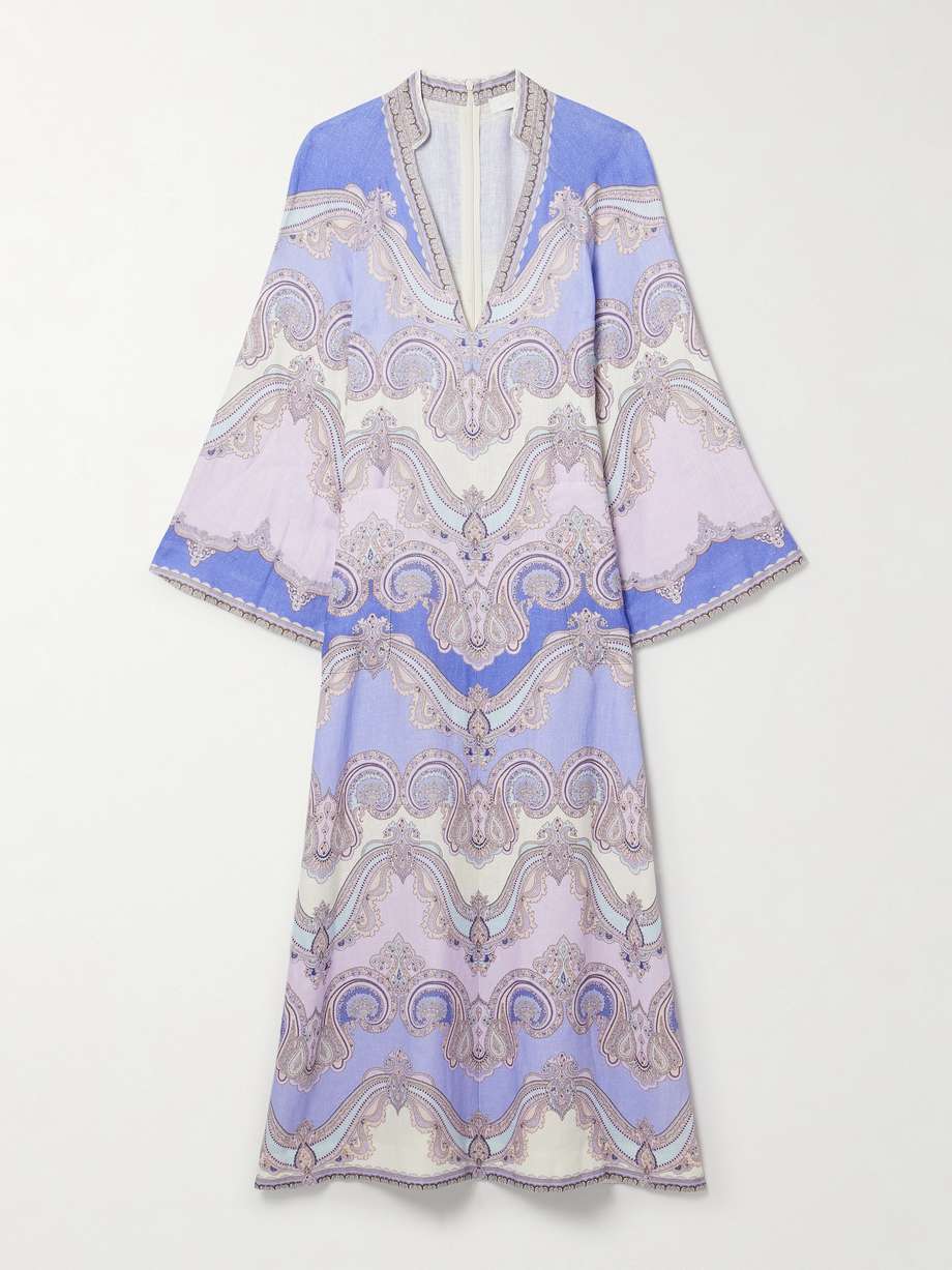 maxine printed linen midi dress