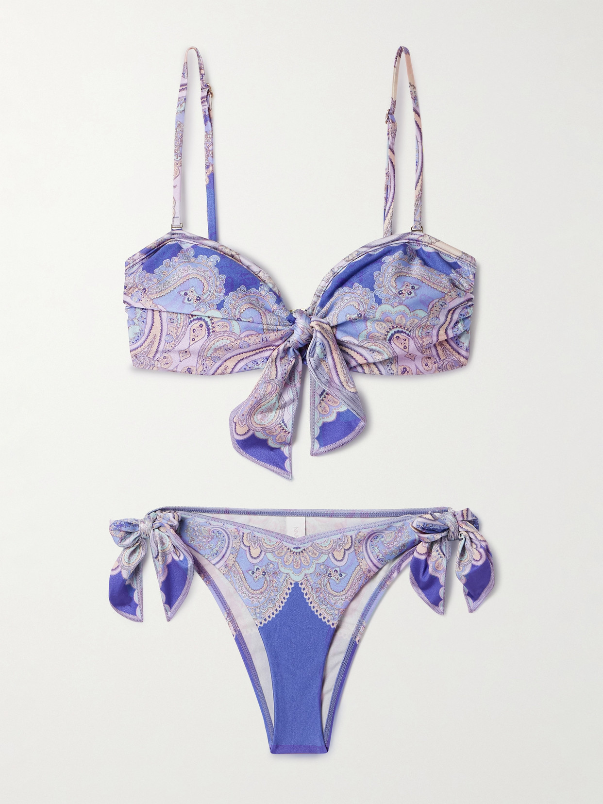 Zimmermann Maxine Convertible Paisley-print Bikini In Blue