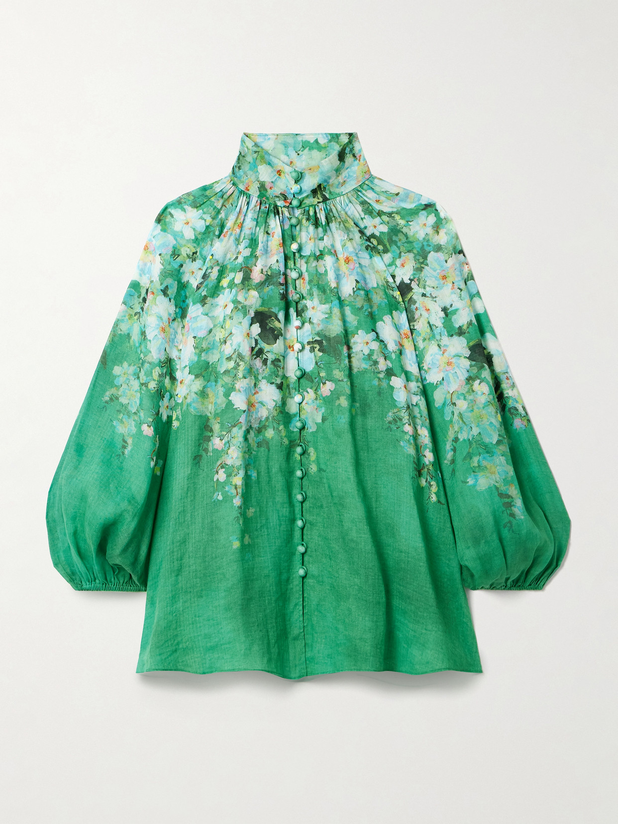 ZIMMERMANN EVERLEY FLORAL-PRINT RAMIE BLOUSE