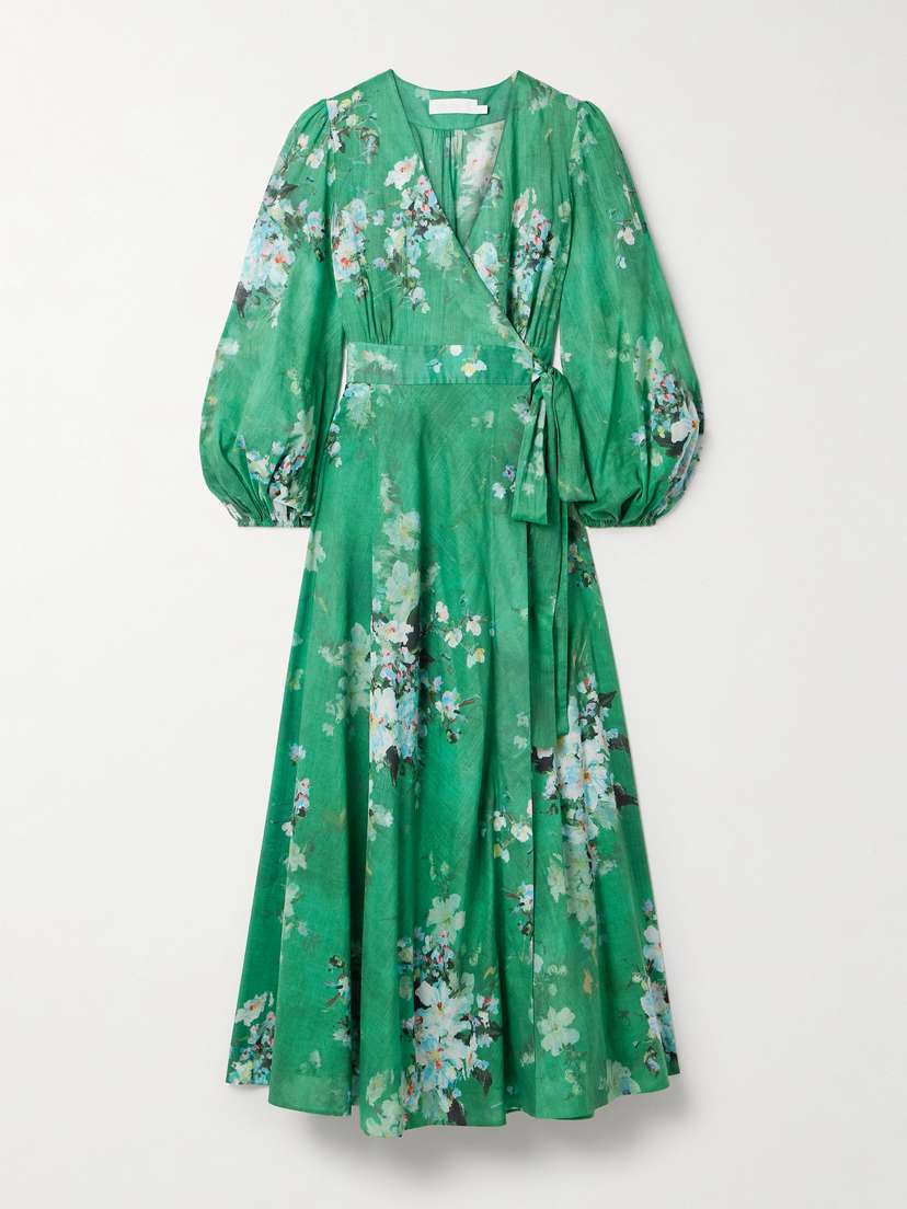 Zimmermann Everley Floral-print Cotton-voile Midi Wrap Dress