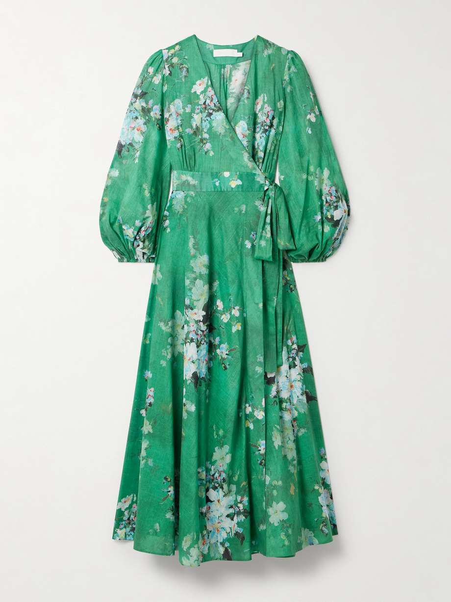 everley floral-print cotton-voile midi wrap dress