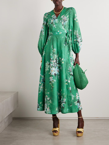 Zimmermann Everley floral-print cotton-voile midi wrap dress