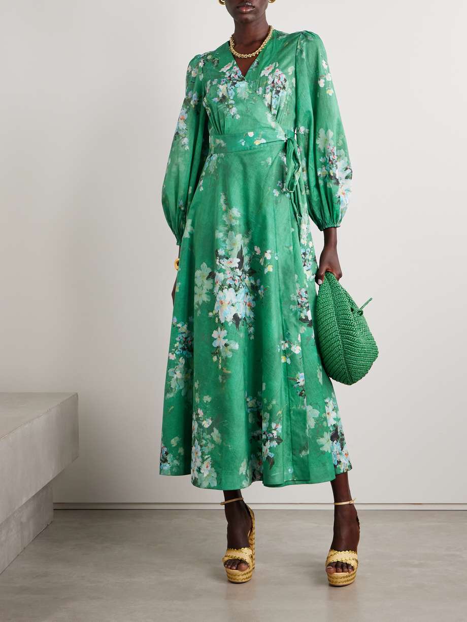 everley floral-print cotton-voile midi wrap dress
