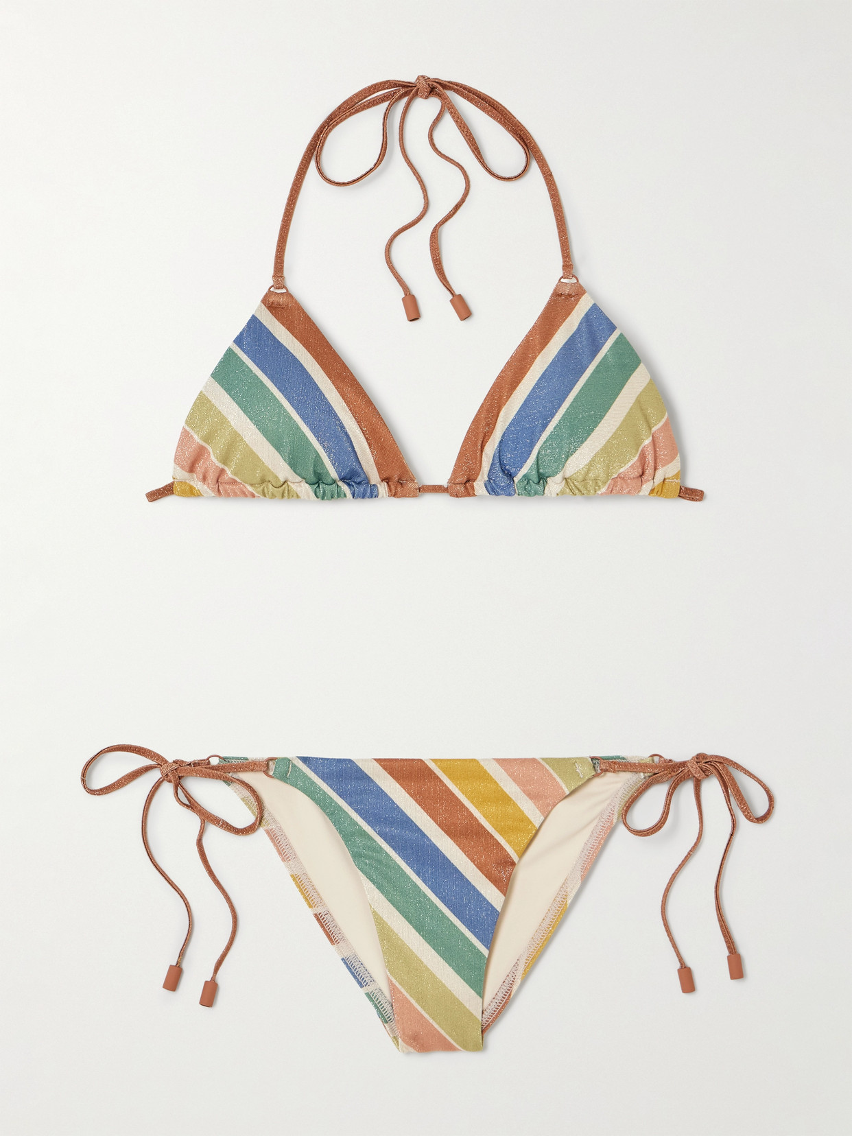 Zimmermann Everley Metallic Striped Recycled Bikini In Multi