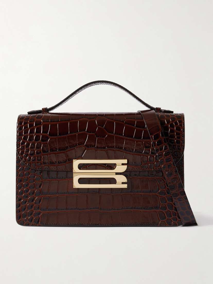 Victoria Beckham Dorian Croc-effect Leather Shoulder Bag