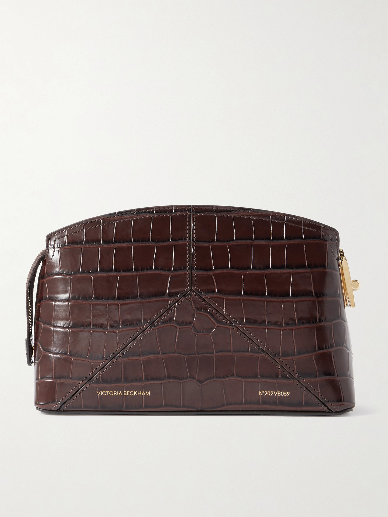 Victoria Beckham The Victoria Paneled Croc-effect Leather Cross-body Bag In Brown