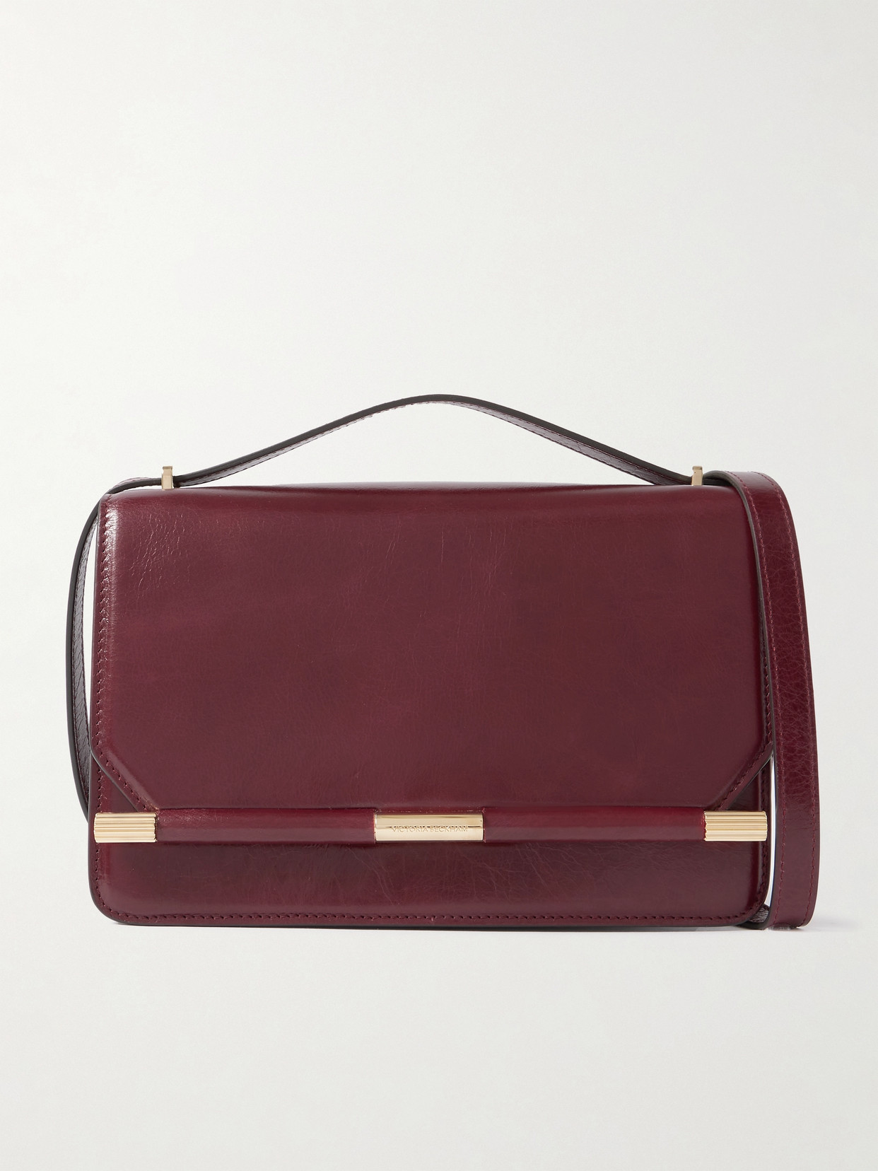 Victoria Beckham 202 Leather Crossbody Bag In Burgundy