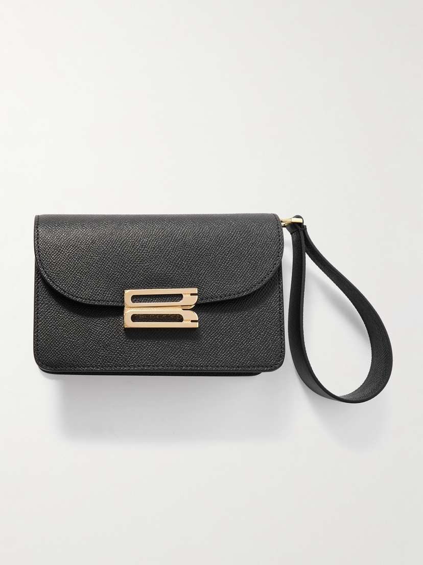 Victoria Beckham B-buckle Textured-leather Clutch
