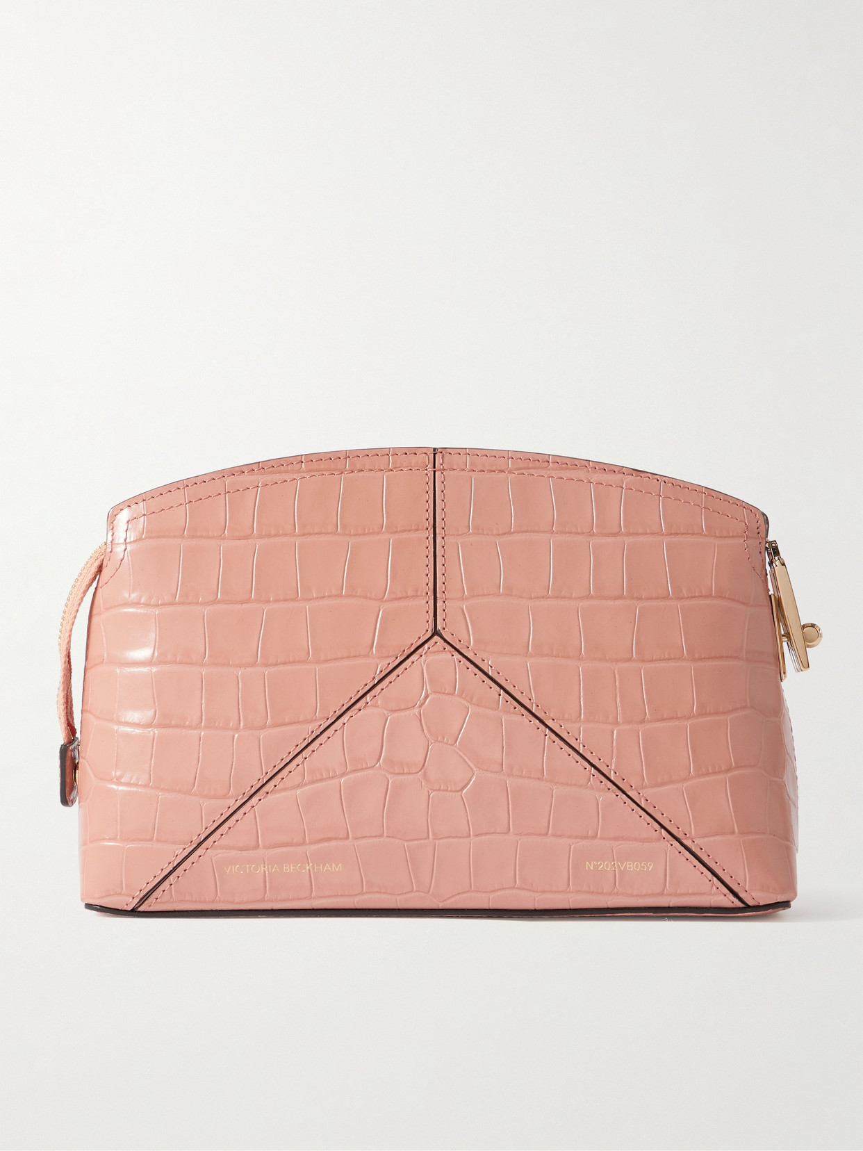 Victoria Beckham The Victoria Paneled Croc-effect Leather Cross-body Bag In Pink