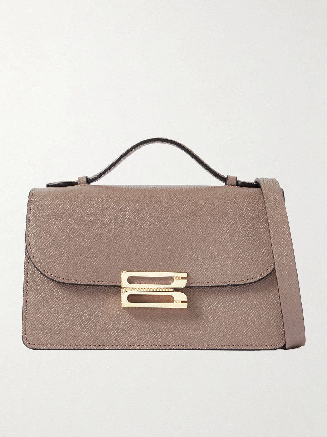 Victoria Beckham B Buckle Mini Textured-leather Shoulder Bag In Neutrals