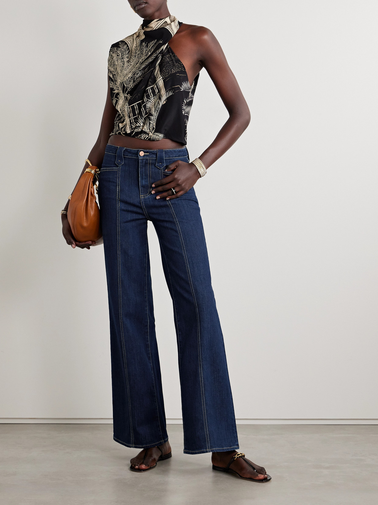 Johanna Ortiz A Navegar Seamed Denim Straight-leg Pants In Blue