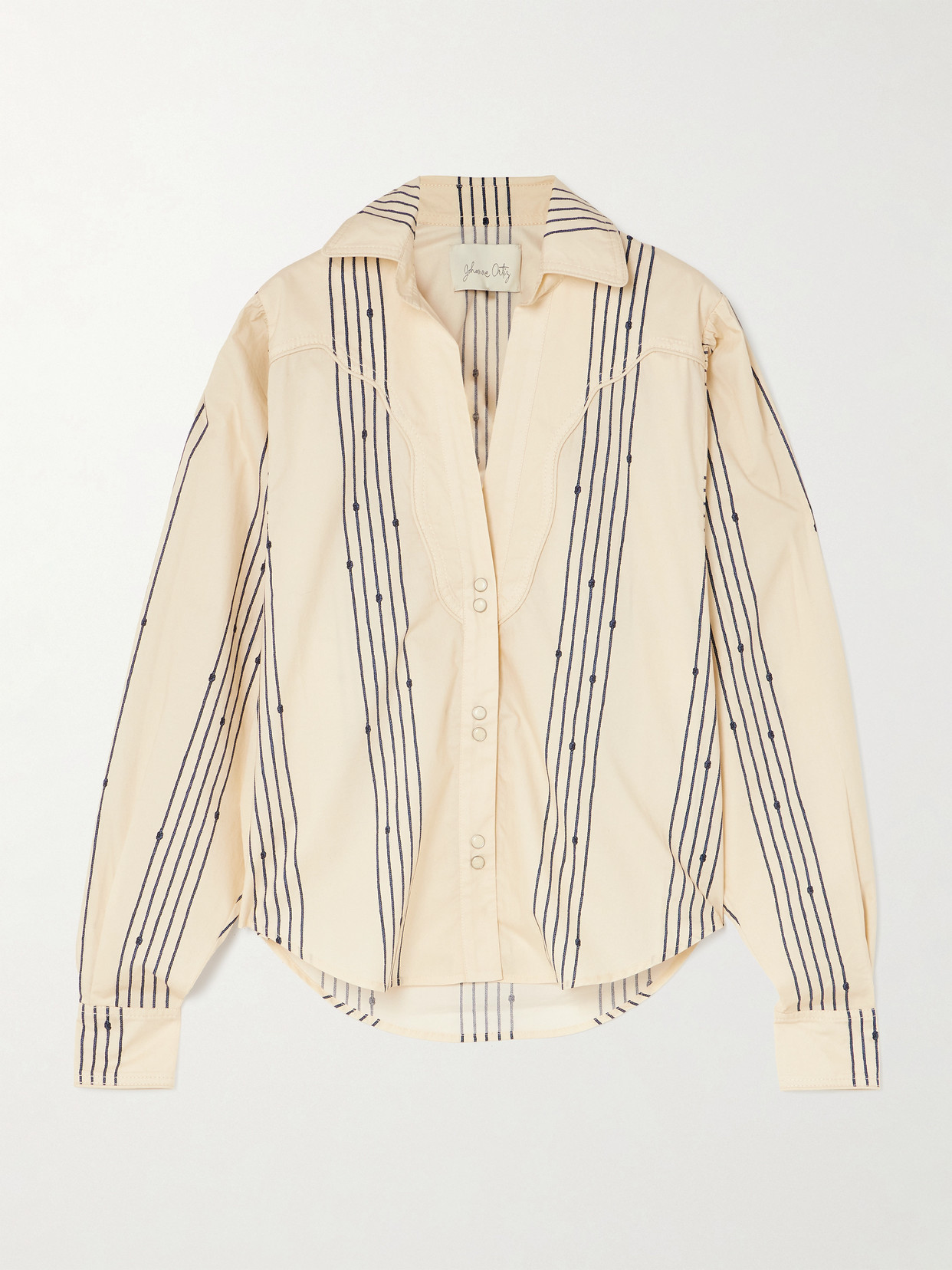 Shop Johanna Ortiz Cabos Sueltos Printed Cotton-poplin Shirt In Ecru