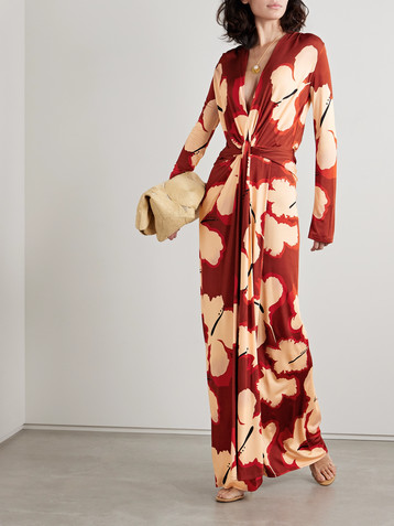 Johanna Ortiz Coral Marino draped printed stretch-jersey maxi dress
