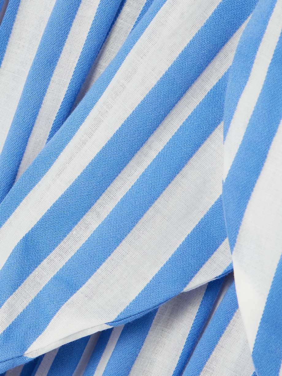 buena mar belted striped cotton-voile midi dress