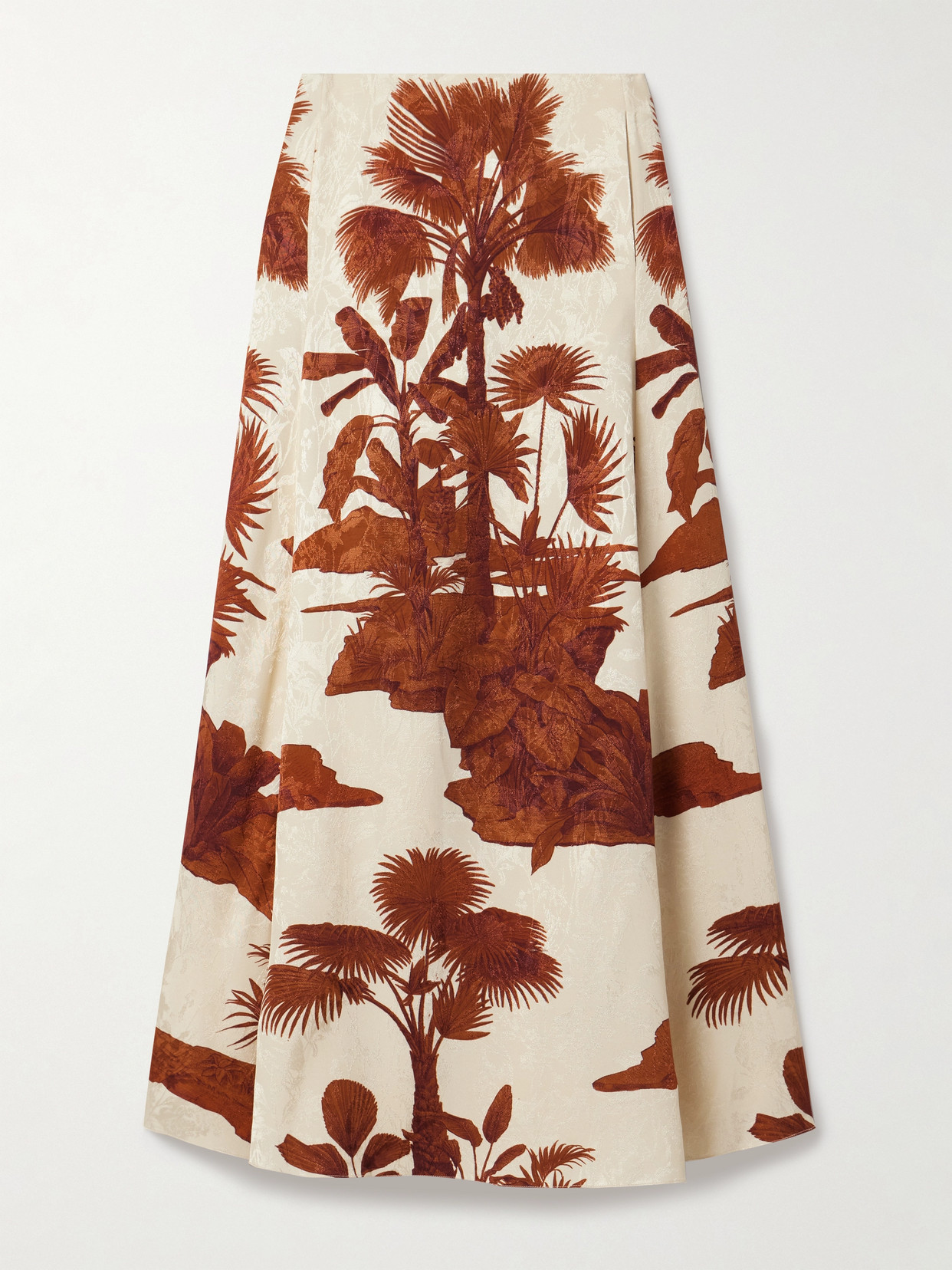 Johanna Ortiz Encanto De Isla Flared Midi Skirt In Ecru