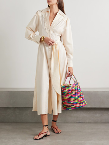 Johanna Ortiz Vela De Cruz belted cotton-blend poplin midi shirt dress