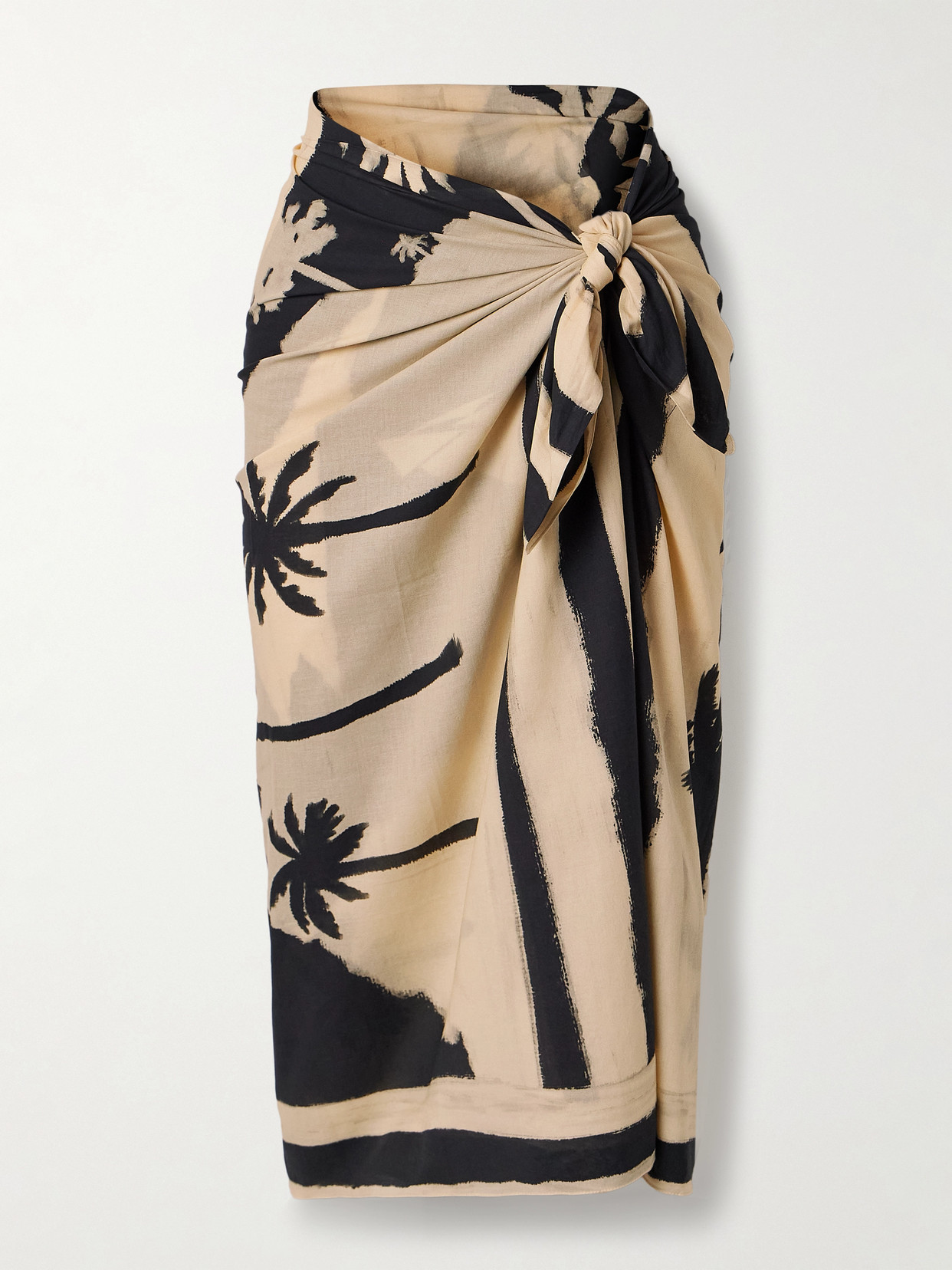 Johanna Ortiz Sailing Landscape Printed Cotton-voile Pareo In Ecru