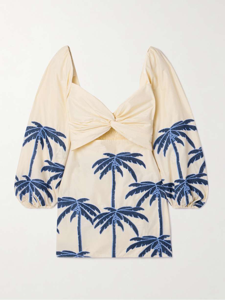 the power of the sea cutout embroidered cotton-blend voile mini dress