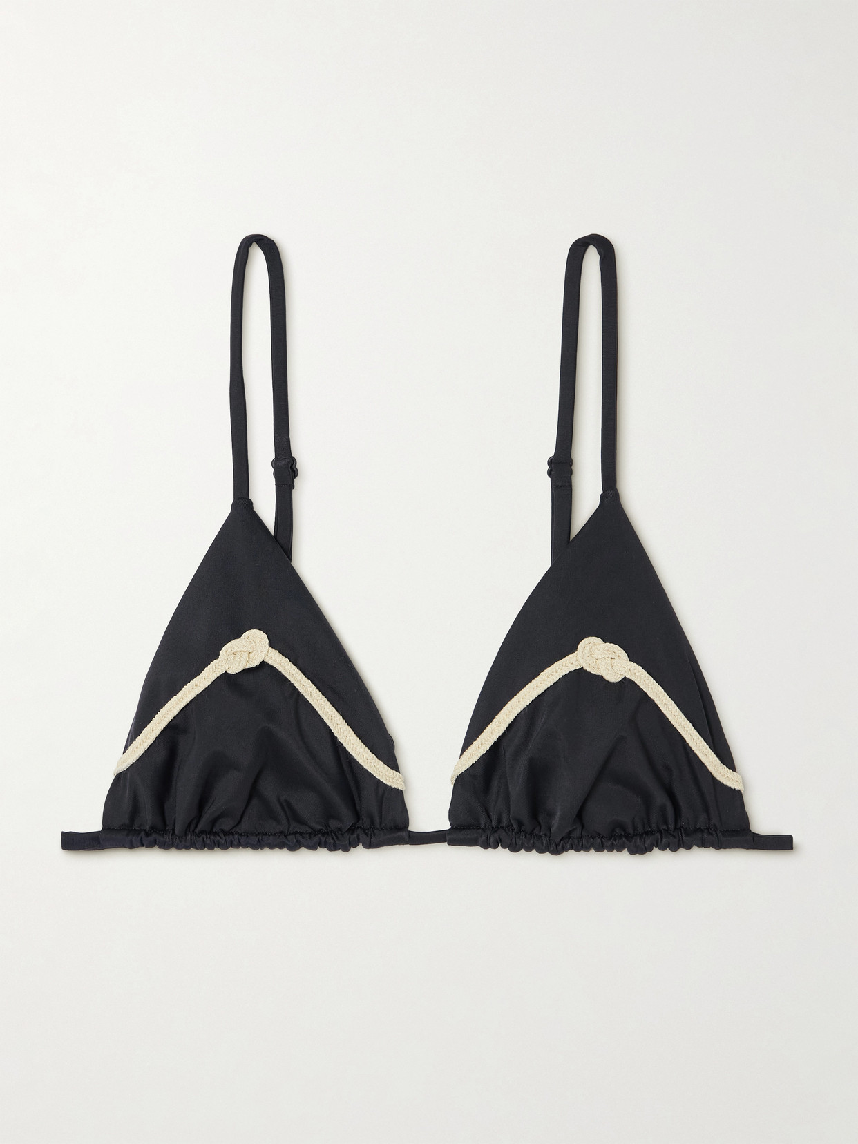 Johanna Ortiz Sea Cloud Appliquéd Recycled Triangle Bikini Top In Black