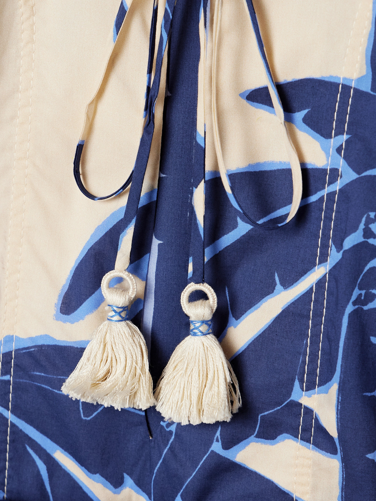 Shop Johanna Ortiz Sotaviento Belted Printed Cotton-voile Midi Dress In Blue