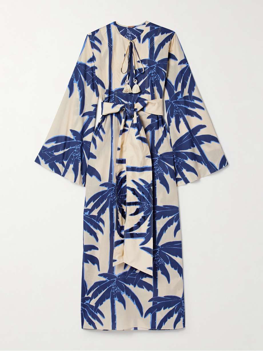 sotaviento belted printed cotton-voile midi dress