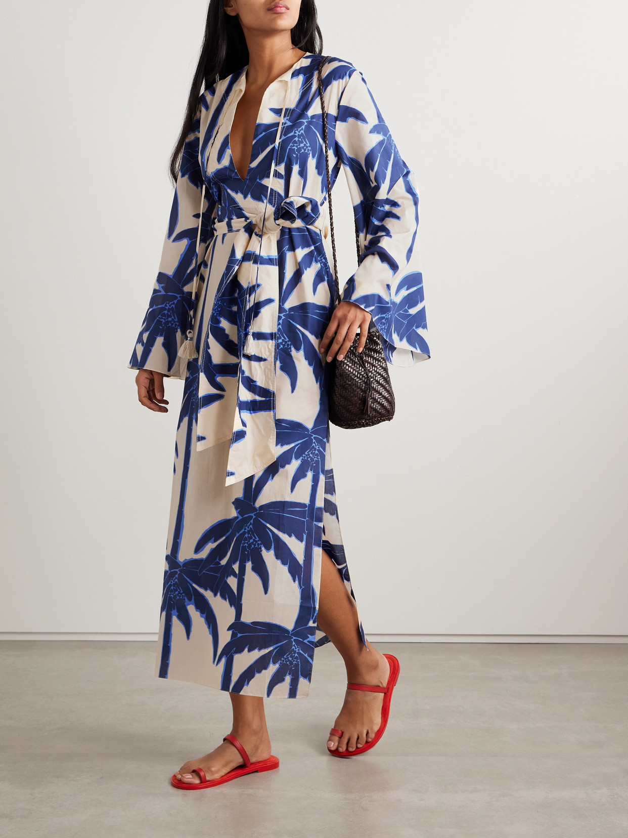 JOHANNA ORTIZ SOTAVIENTO BELTED PRINTED COTTON-VOILE MIDI DRESS