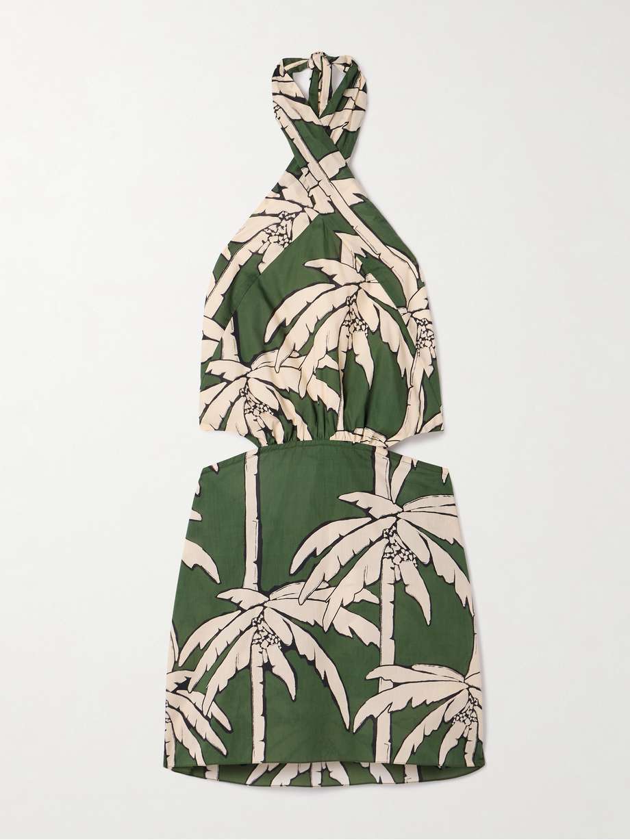 heart pirate cutout printed voile halterneck mini dress