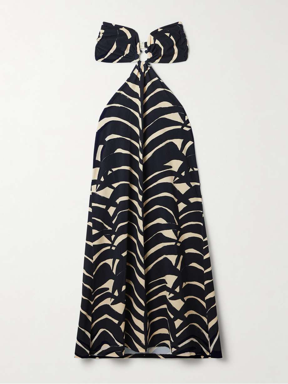 ocean layers strapless cutout printed stretch-knit maxi dress