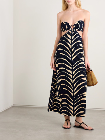 Johanna Ortiz Ocean Layers strapless cutout printed stretch-knit maxi dress