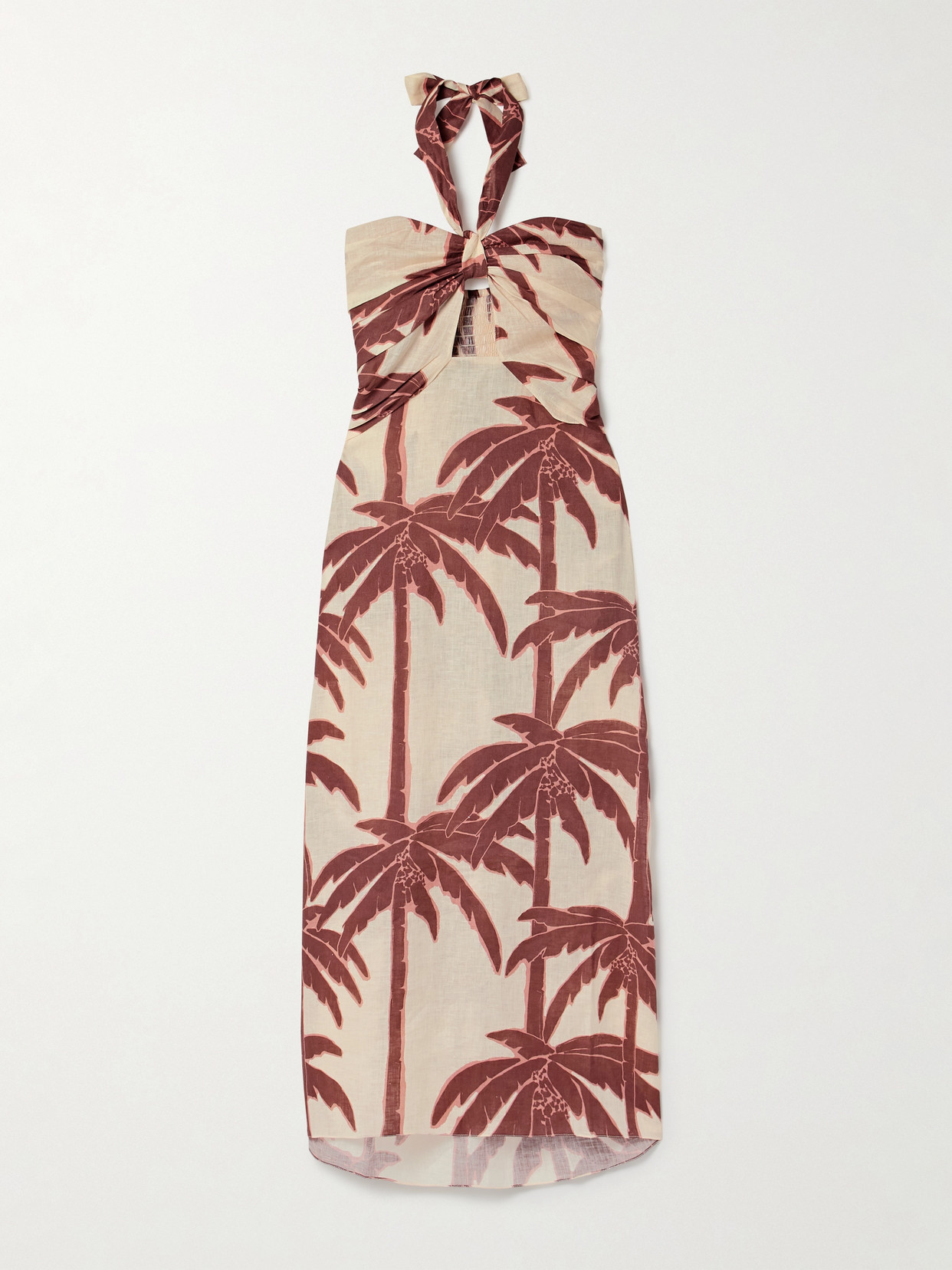 Johanna Ortiz Water Adventure Printed Linen Maxi Dress In Natural