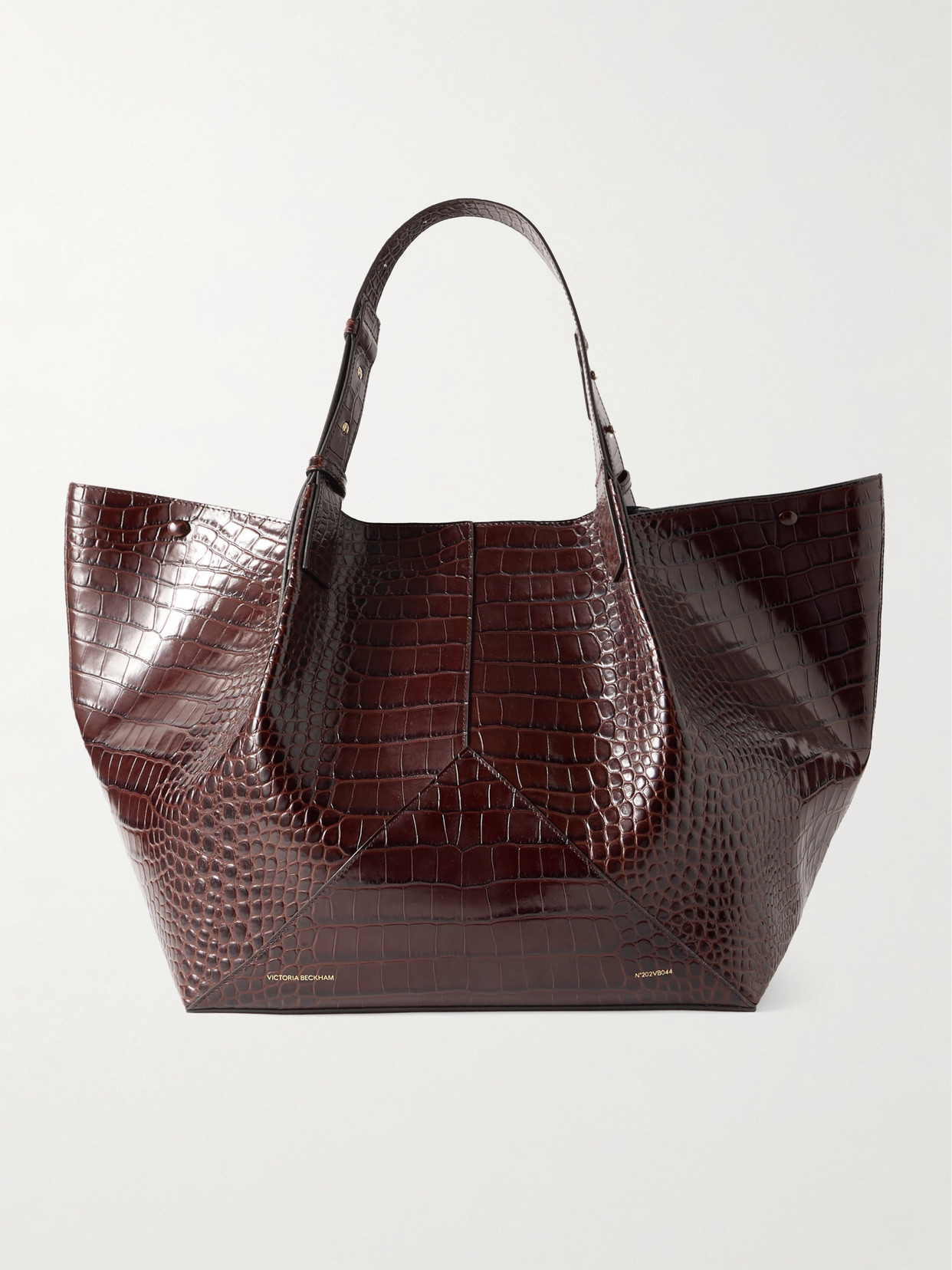 Victoria Beckham Jumbo W11 Croc-effect Leather Tote In Brown