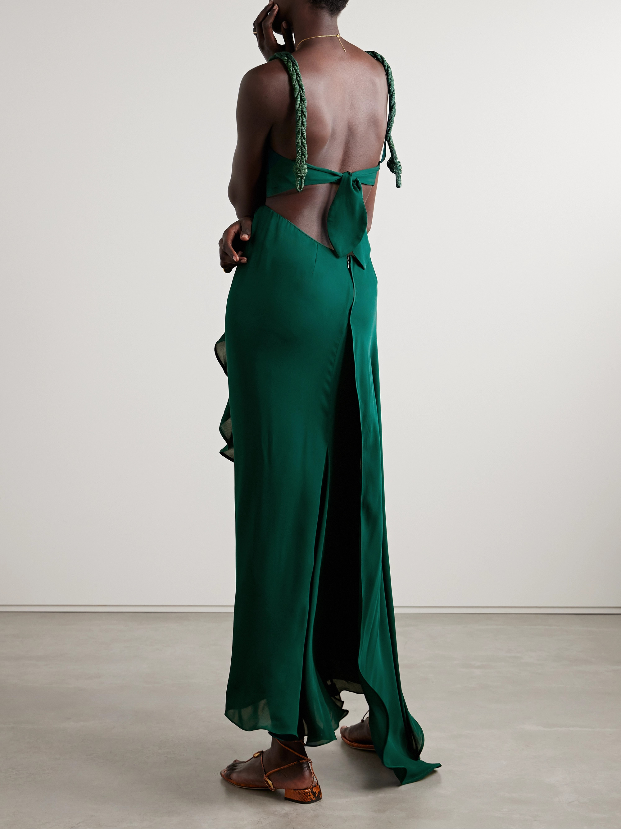 Johanna Ortiz Sea Poem cutout draped silk crepe de chine maxi dress thumbnail