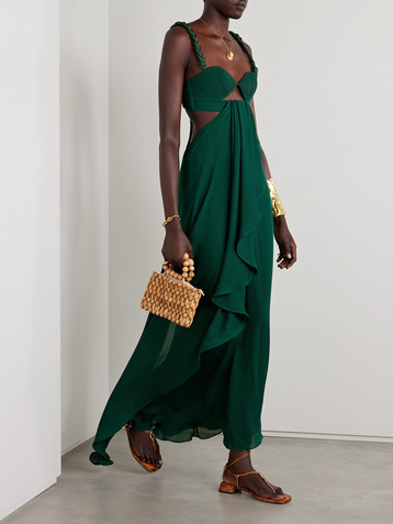 Johanna Ortiz Sea Poem cutout draped silk crepe de chine maxi dress