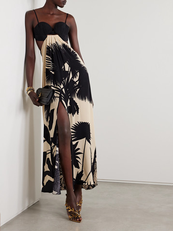 Johanna Ortiz Fascination of the East open-back pleated printed silk crepe de chine maxi dress