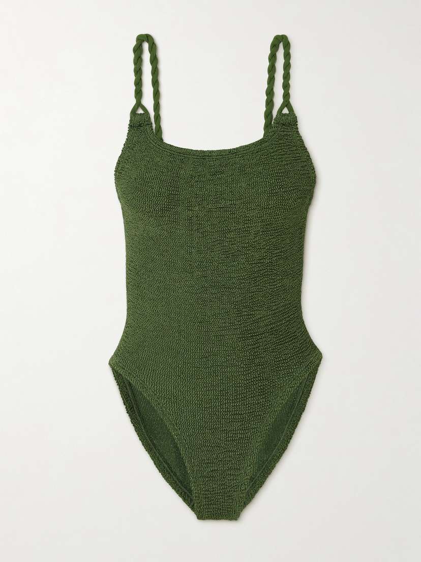 Hunza G Camille Metallic Seersucker Swimsuit